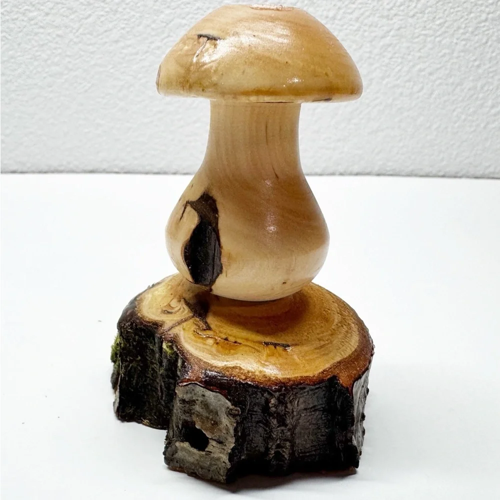 Hand Crafted Wood Mushroom Bud Vase M1